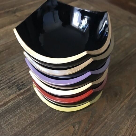 Asian Small Cup Set of 6 black with color trim - Picture 12 of 13